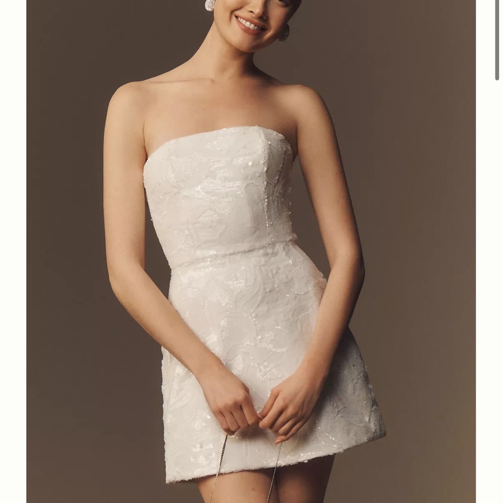 Sophisticated Strapless White Mini Dress